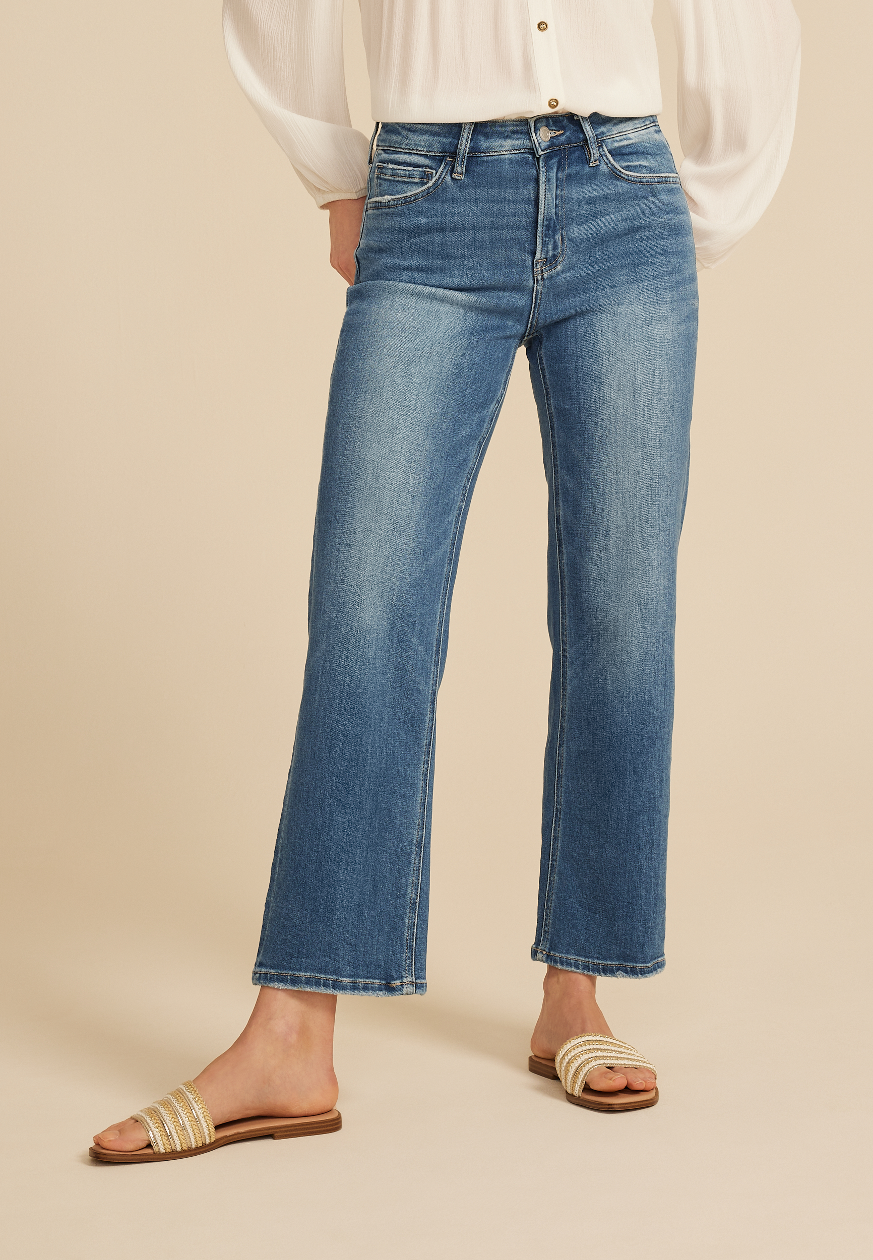 Flying Monkey&trade; High Rise Ripped Hem Ankle Straight Jean, C258, large