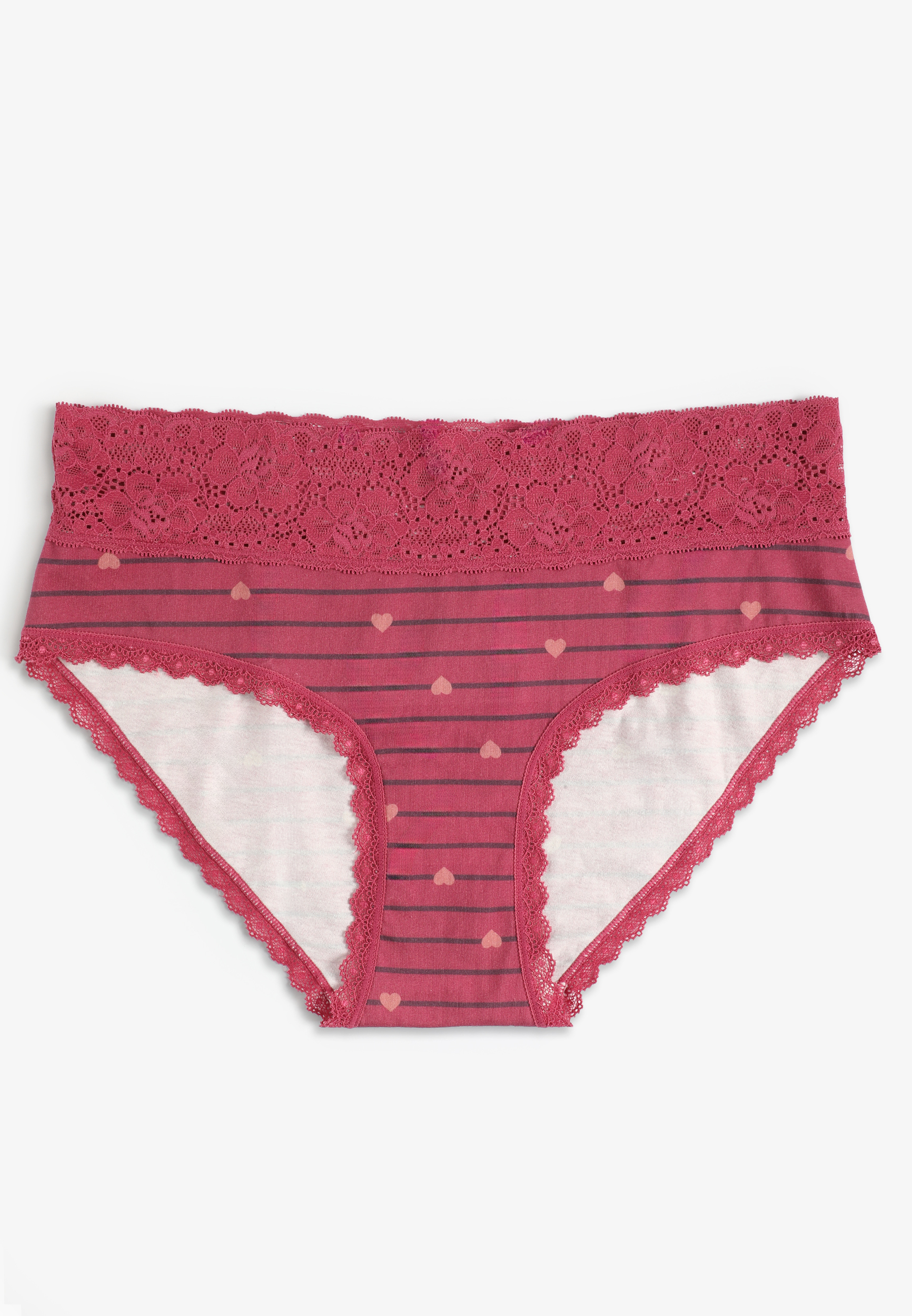 Simply Comfy Cotton Heart Stripe Hipster Panty