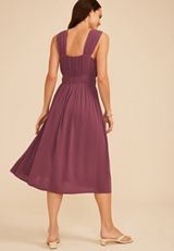Bare Ruched Empire Waist Midi Dress, C8758, small