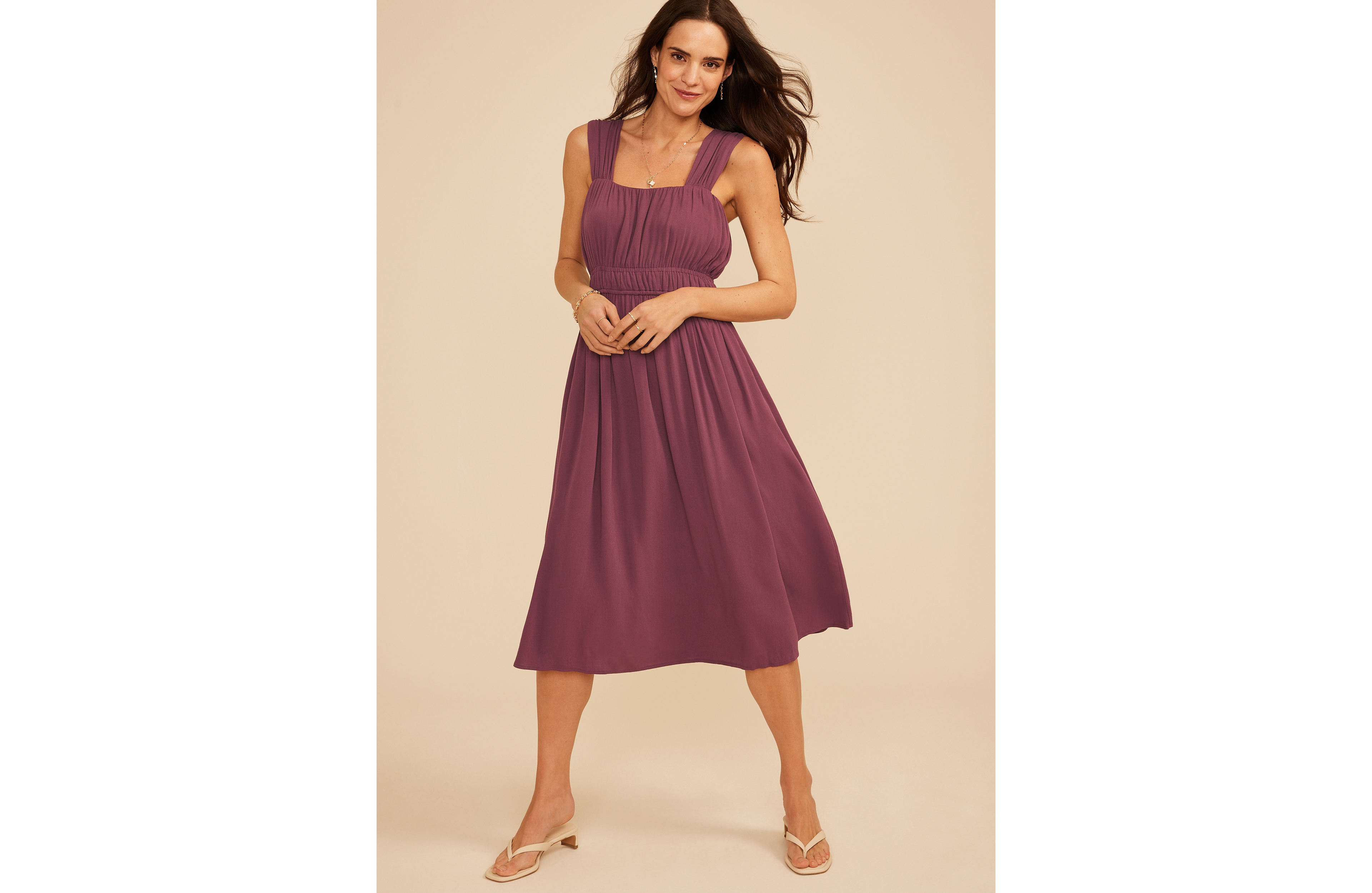 Bare Ruched Empire Waist Midi Dress