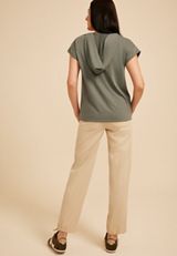 French Terry Short Sleeve Hooded Top, C186, small