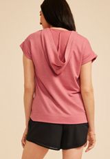 French Terry Short Sleeve Hooded Top, C286, small