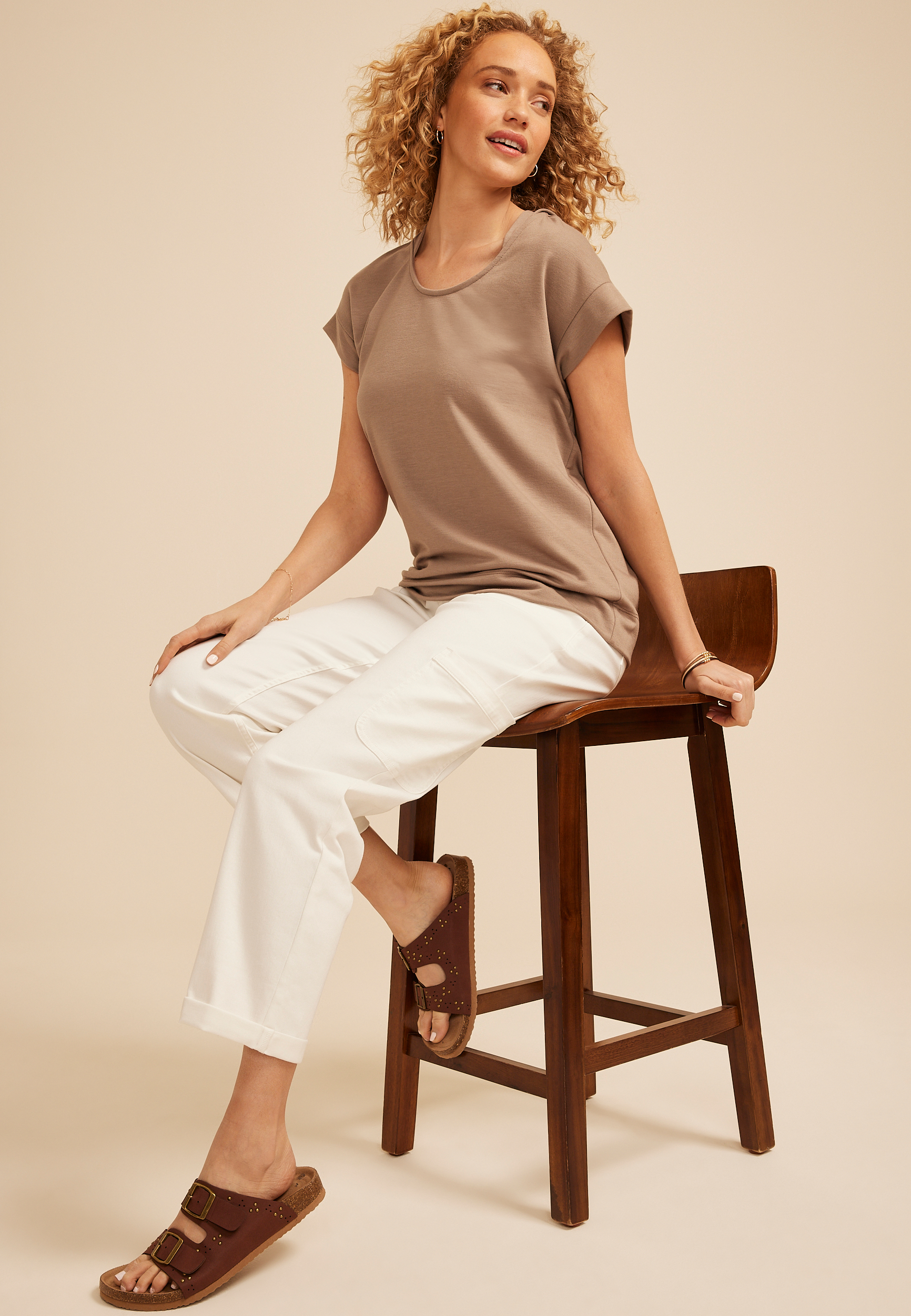 French Terry Short Sleeve Hooded Top