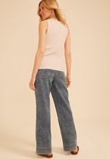 Heathered Ribbed Henley Tank Top, C3363, small
