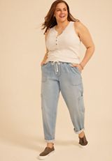 Heathered Ribbed Henley Tank Top, C3363, small