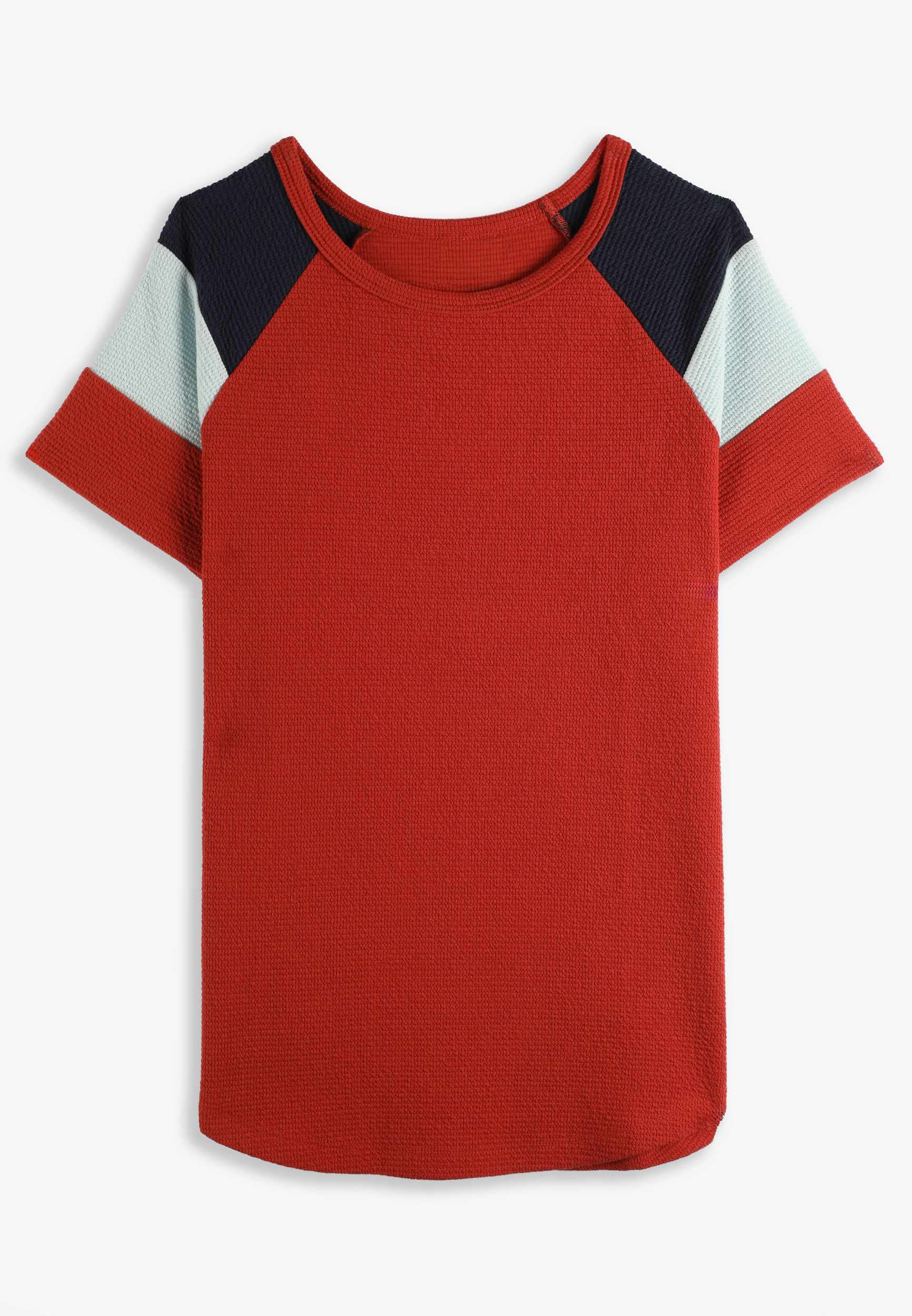 Colorblock Seersucker Short Sleeve Tee