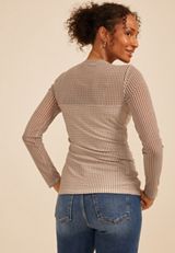 Gingham Mesh Long Sleeve Top, C5487, small