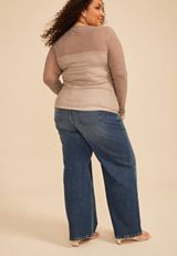 Plus Size Gingham Mesh Long Sleeve Top, C5487, small