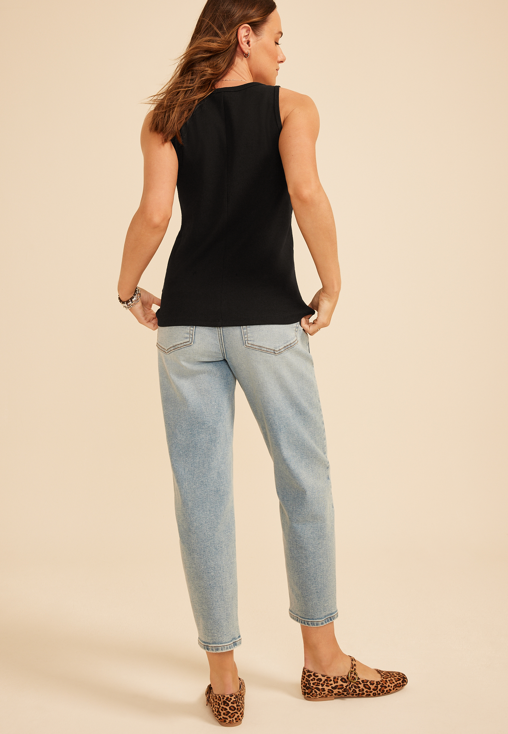 Ribbed Henley Tank Top