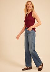 Ribbed Henley Tank Top, C7923, small