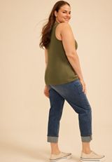 Plus Size Ribbed Henley Tank Top, C9161, small