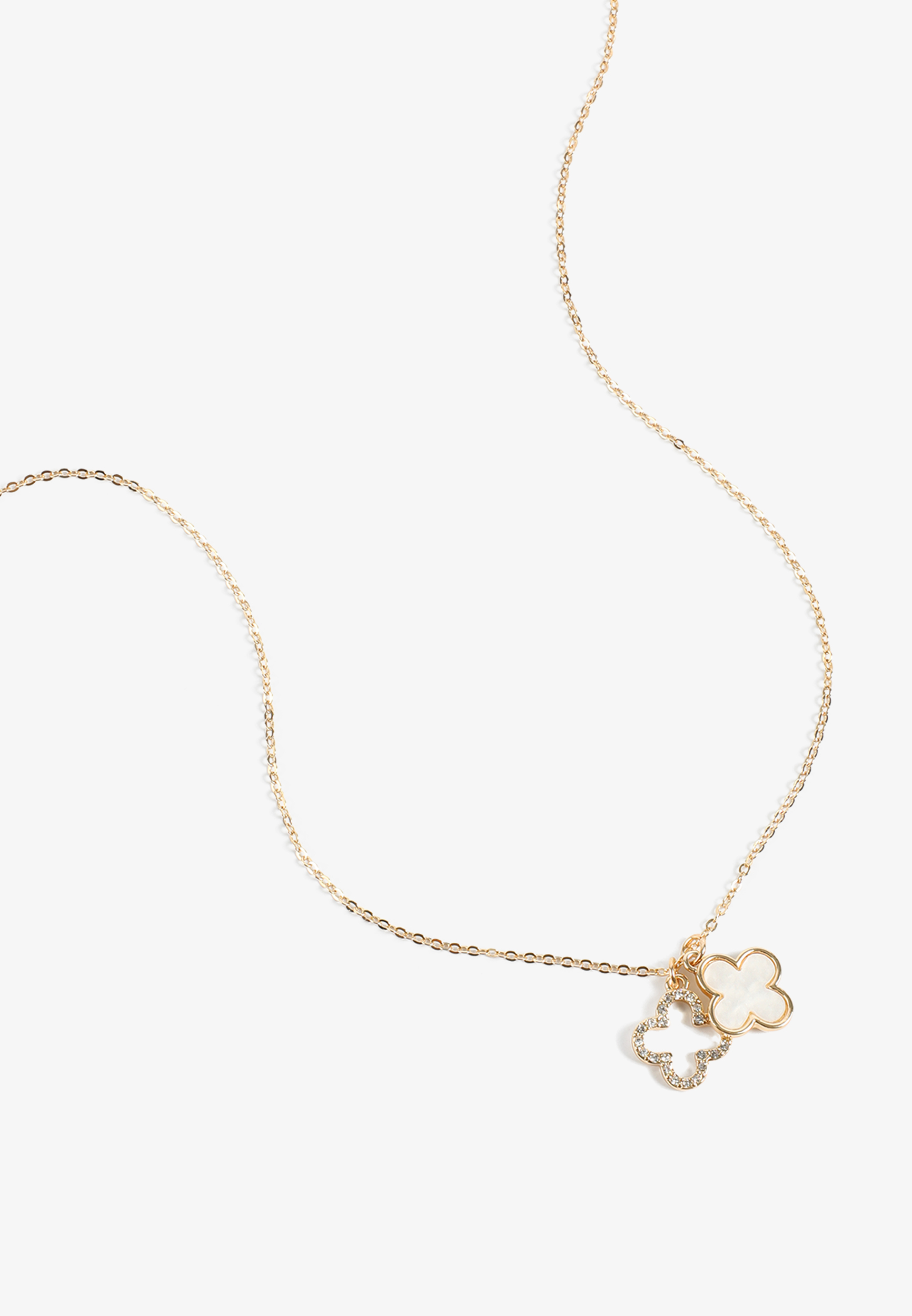 Gold Double Clover Charm Necklace