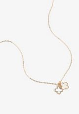 Gold Double Clover Charm Necklace, C605, small