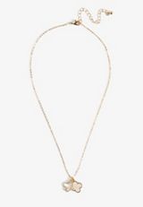 Gold Double Clover Charm Necklace, C605, small