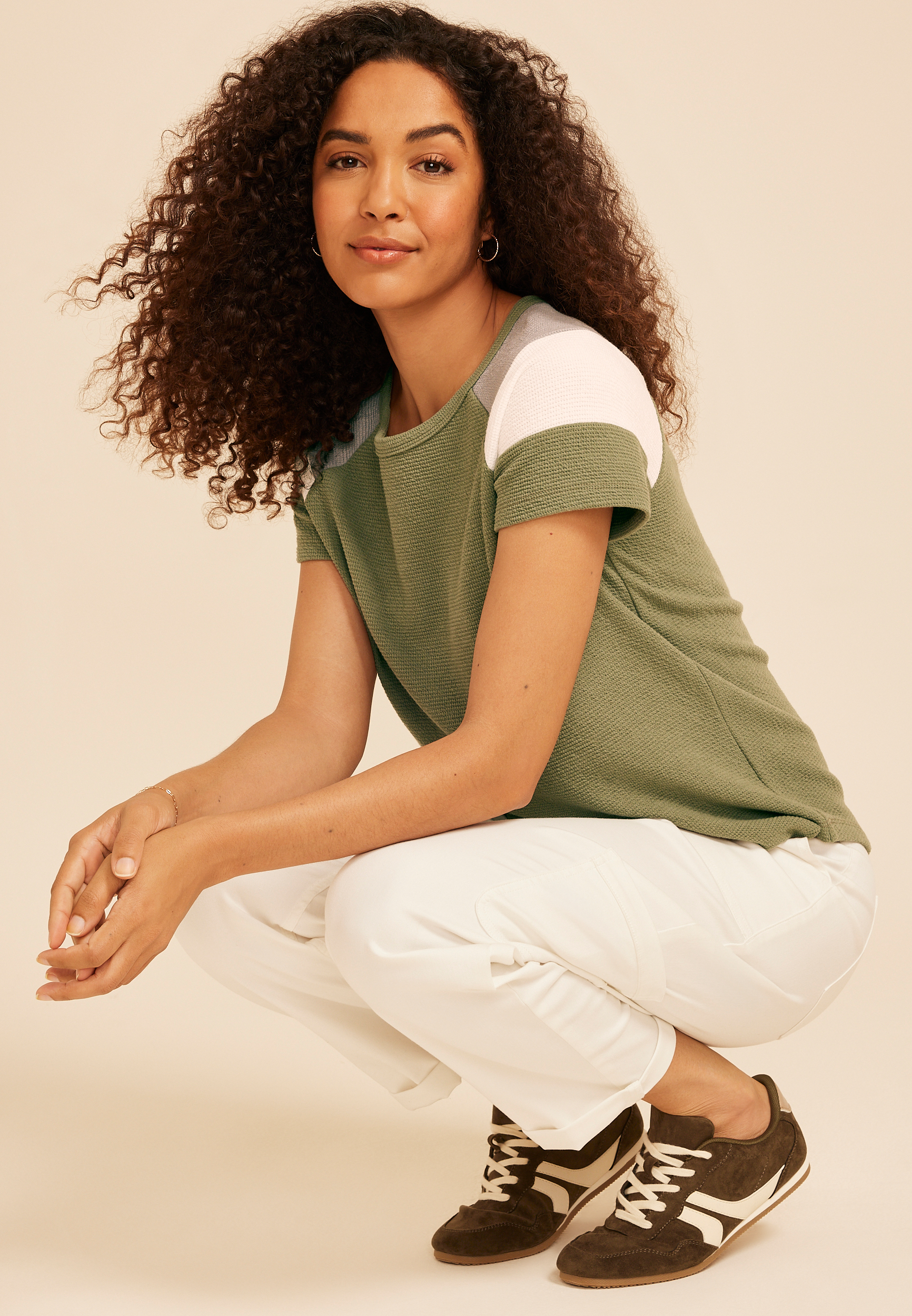 Seersucker Colorblock Short Sleeve Tee