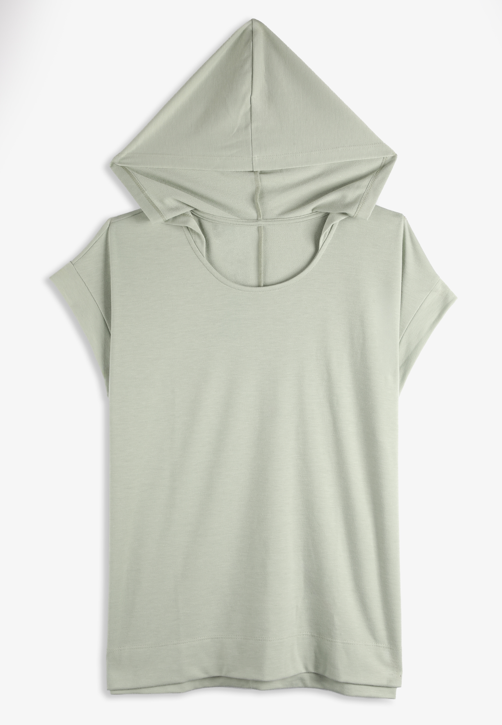 Plus Size French Terry Short Sleeve Hooded Top