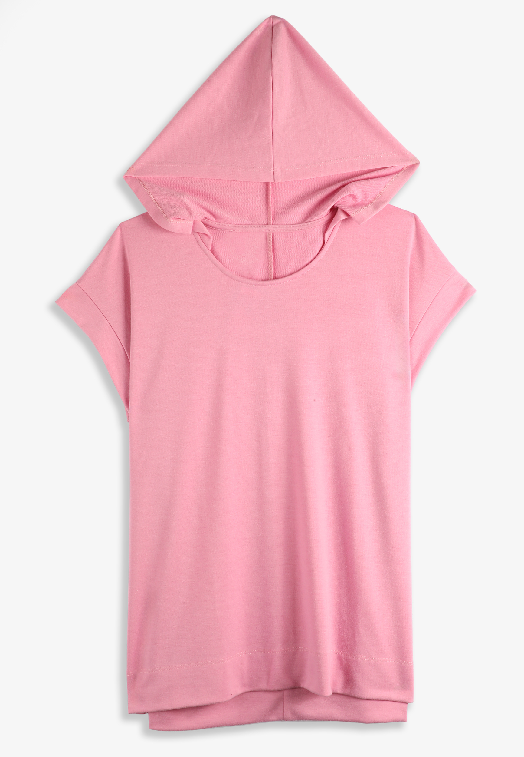 Plus Size French Terry Short Sleeve Hooded Top