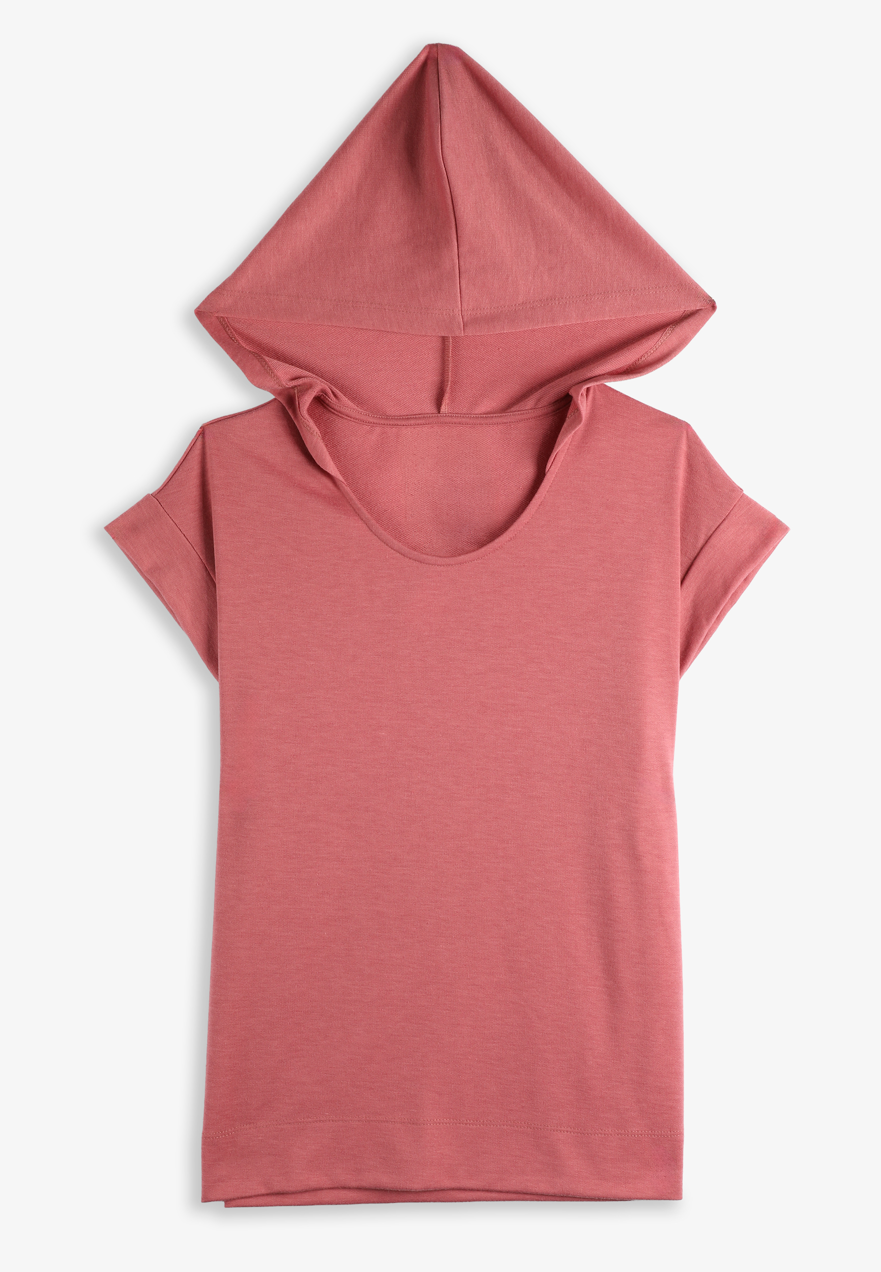Plus Size French Terry Short Sleeve Hooded Top