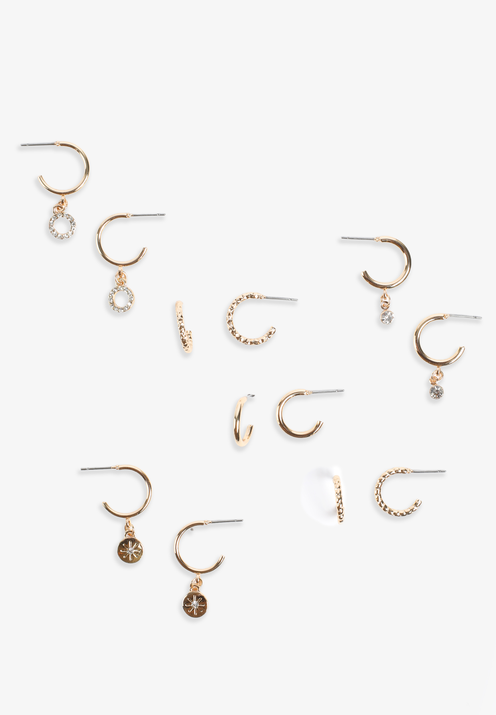 Gold Mixed Hoop Earring Set, C605, large