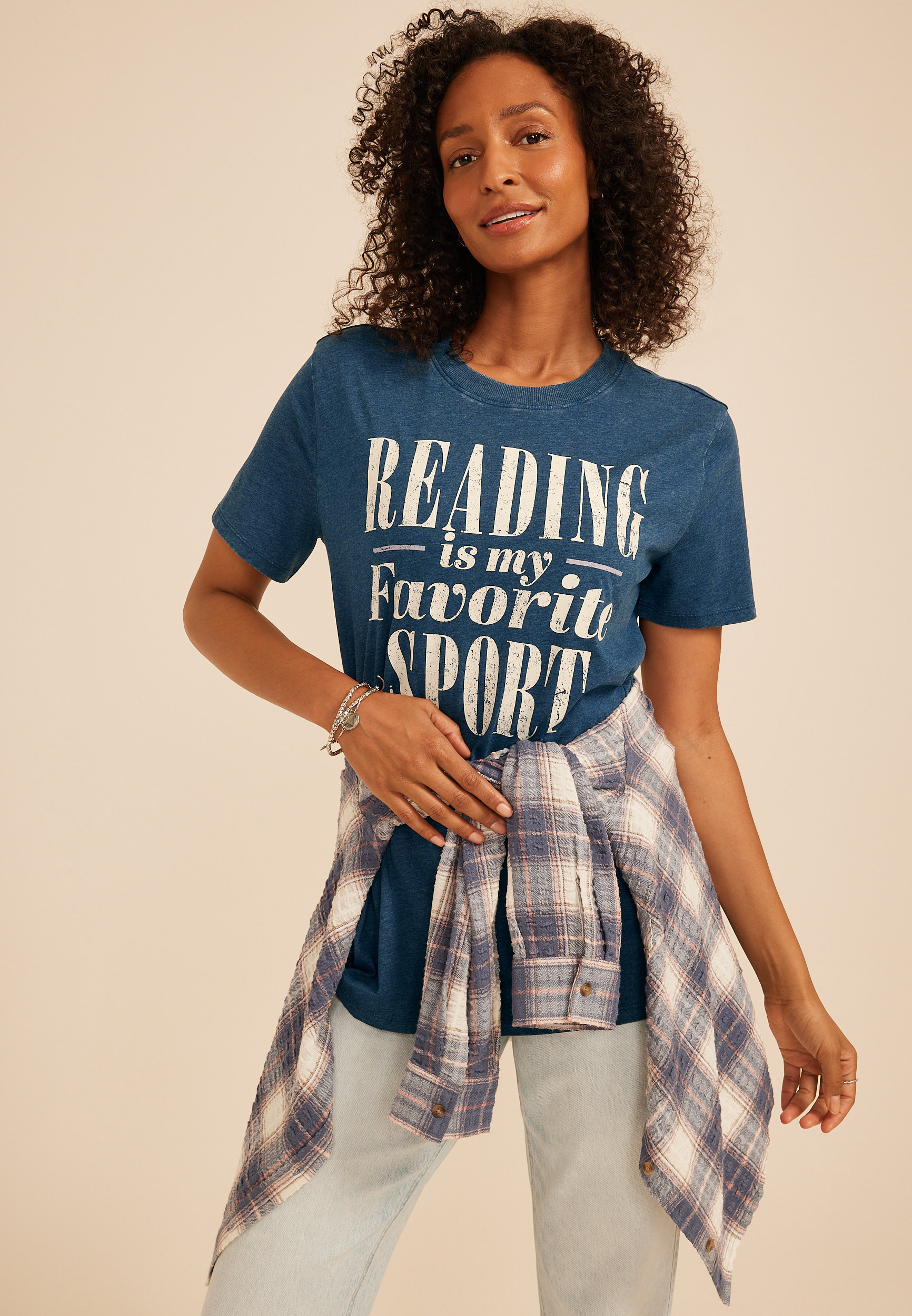 Reading Is My Favorite Sport Oversized Fit Graphic Tee