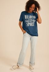 Reading Is My Favorite Sport Oversized Fit Graphic Tee, C1605, small