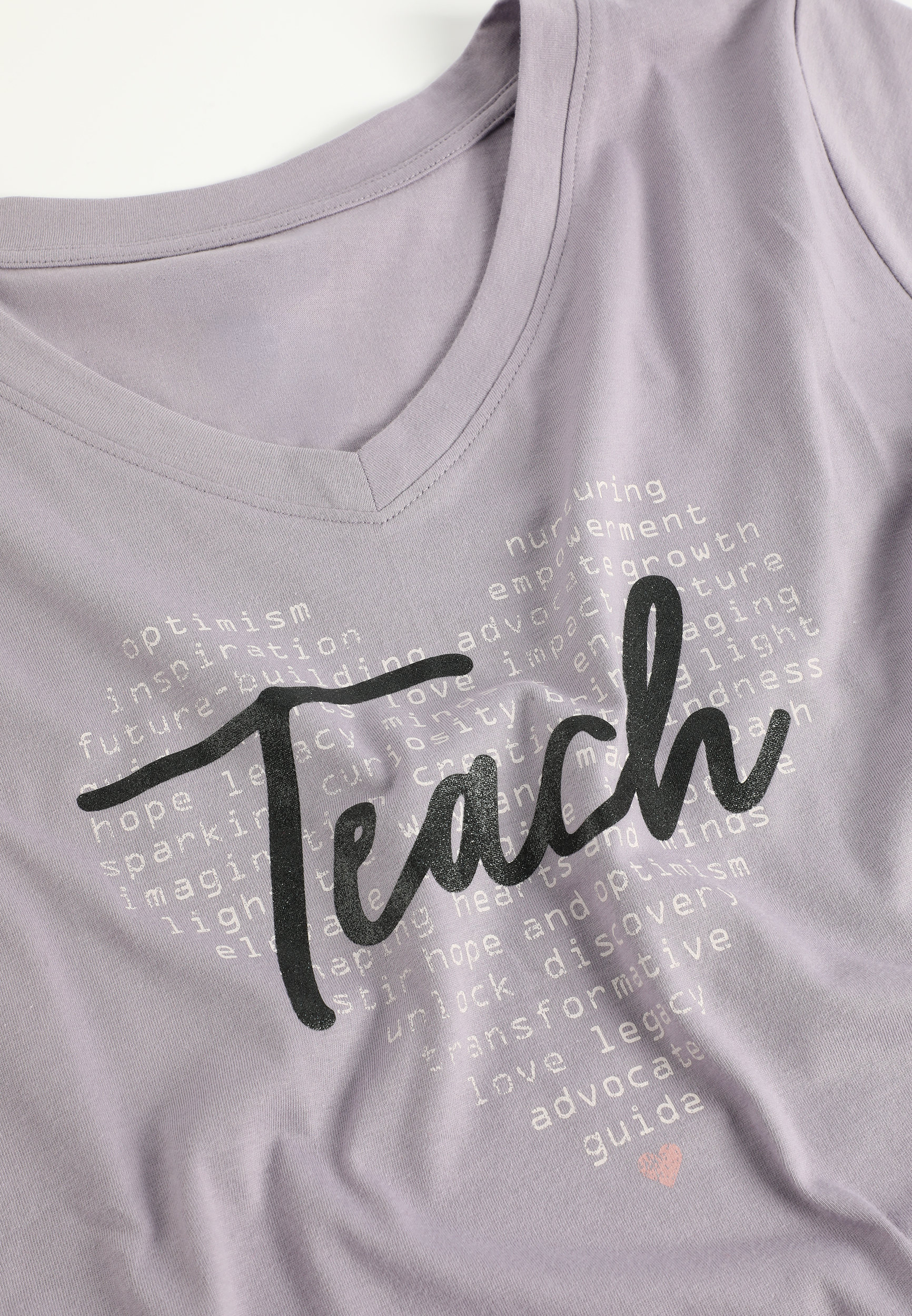 Teach Heart Classic Fit Graphic Tee, LAVENDER GRAY, large