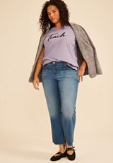Plus Size Teach Heart Classic Fit Graphic Tee, LAVENDER GRAY, small