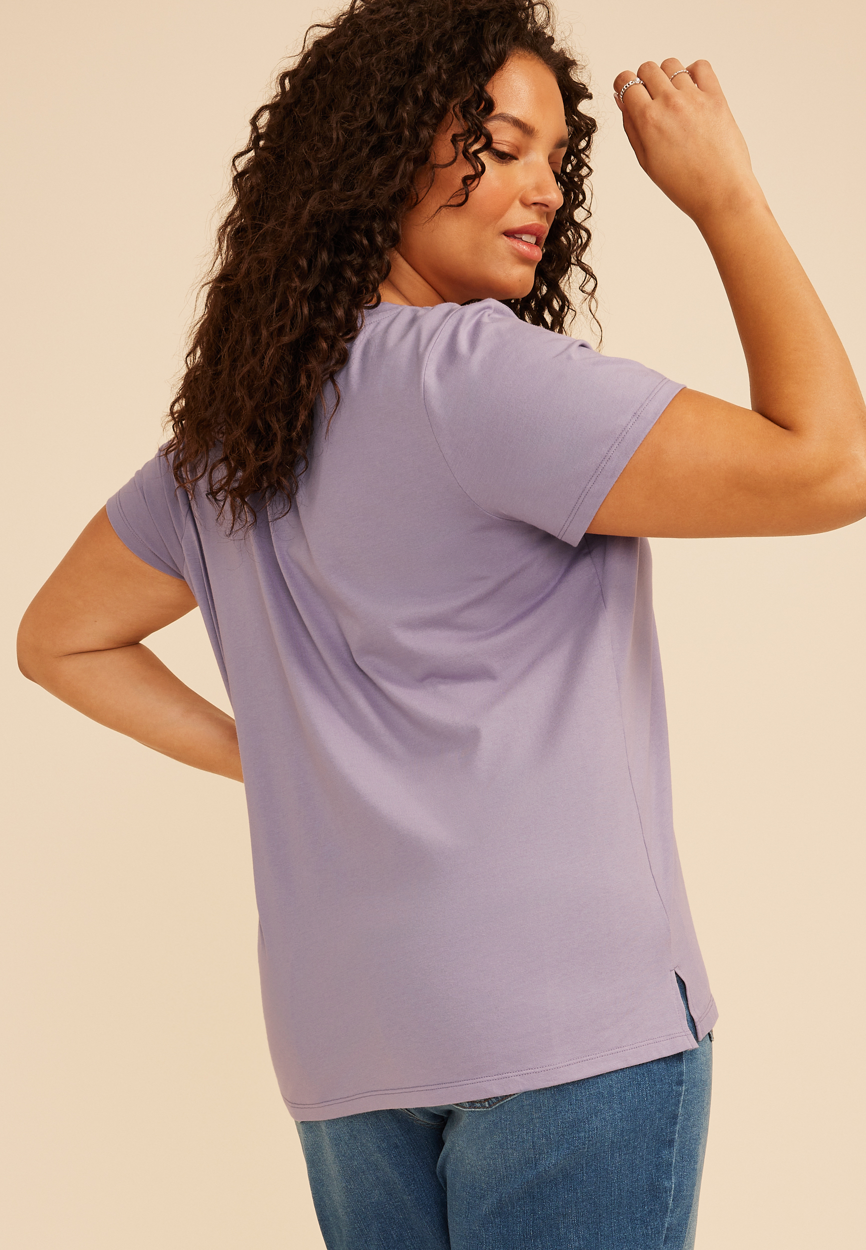 Plus Size Teach Heart Classic Fit Graphic Tee, LAVENDER GRAY, large