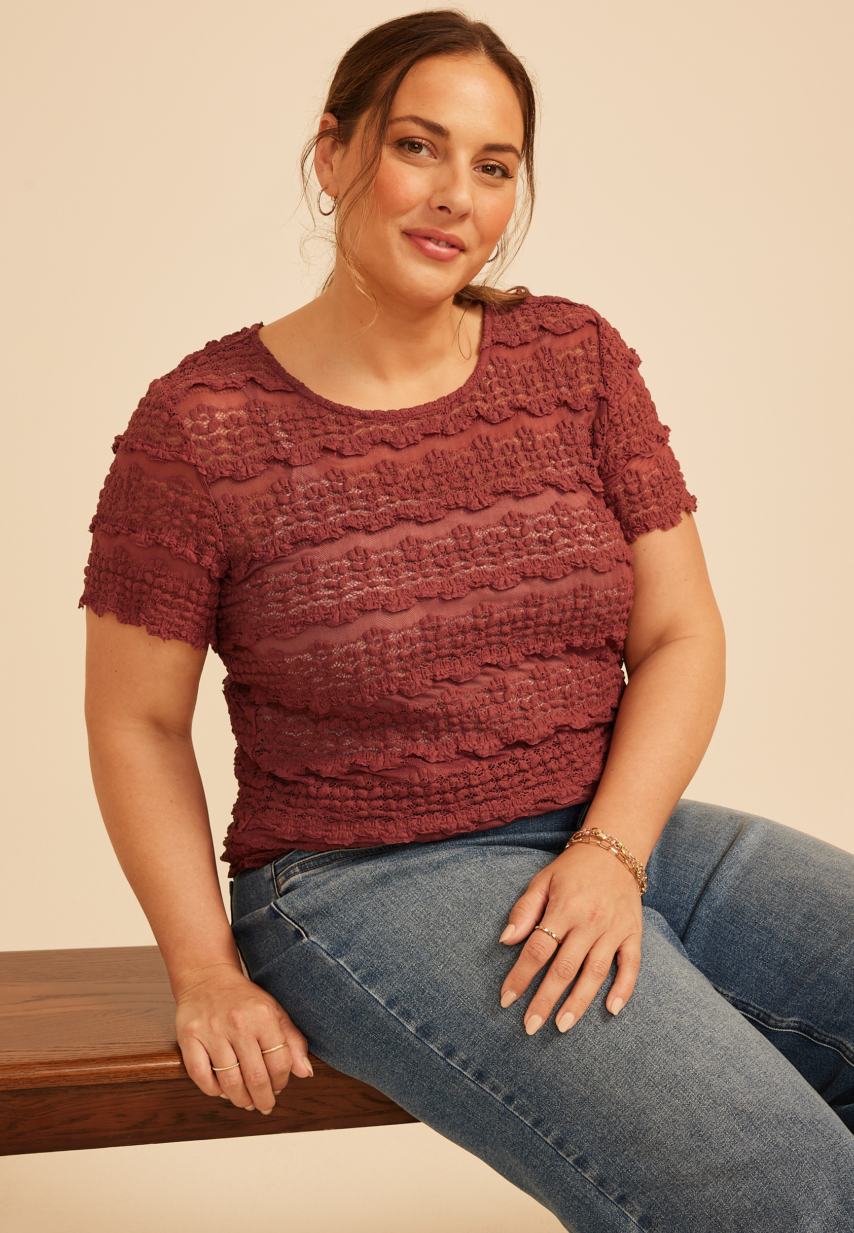 Plus Size Chunky Lace Tee