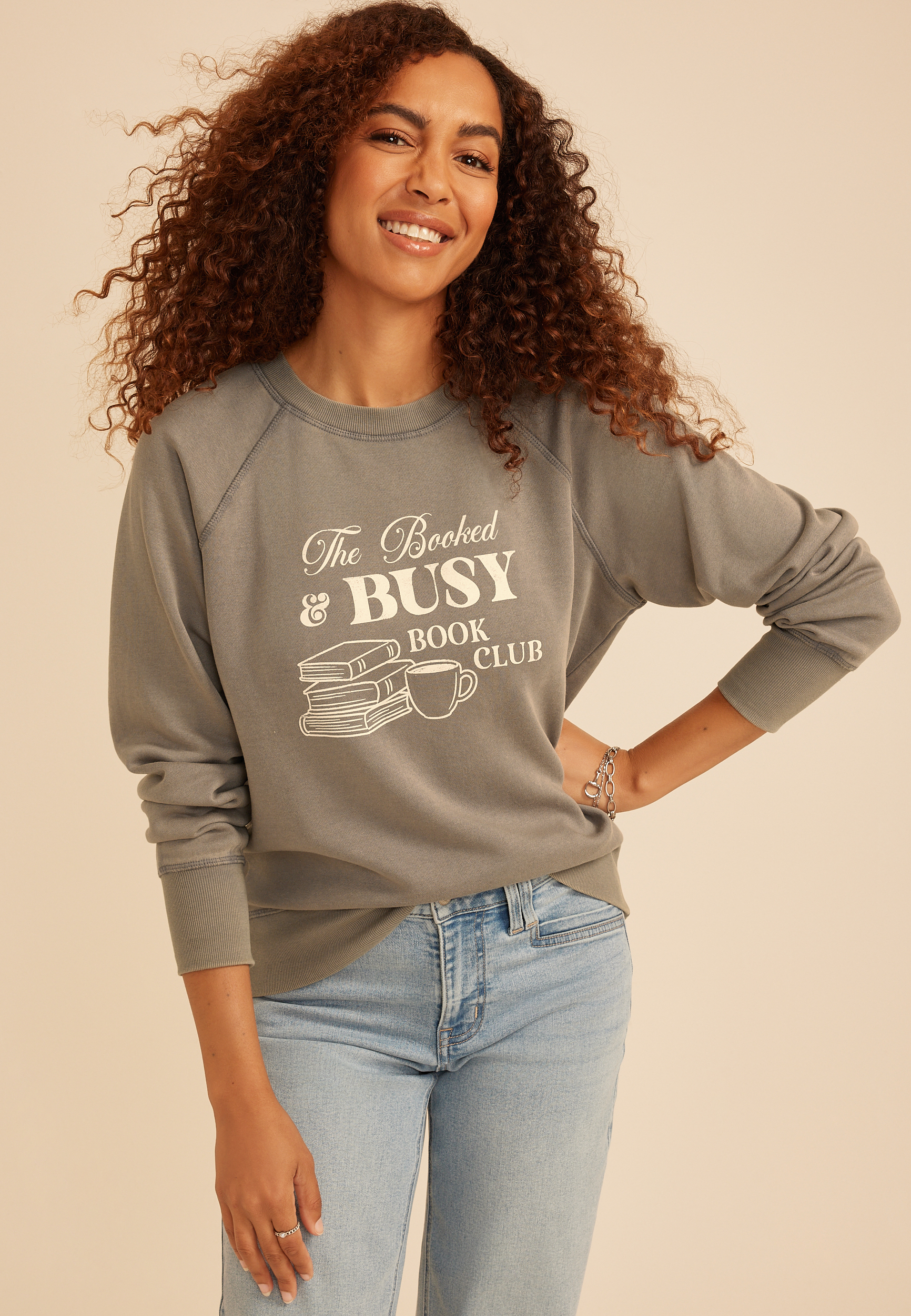 Booked And Busy Book Club Sweatshirt, C9768, large