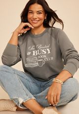 Plus Size Booked And Busy Book Club Sweatshirt, C9768, small