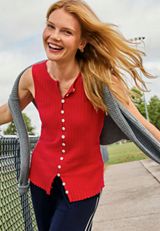 Chunky Ribbed Button Front Tank Top, C2946, small