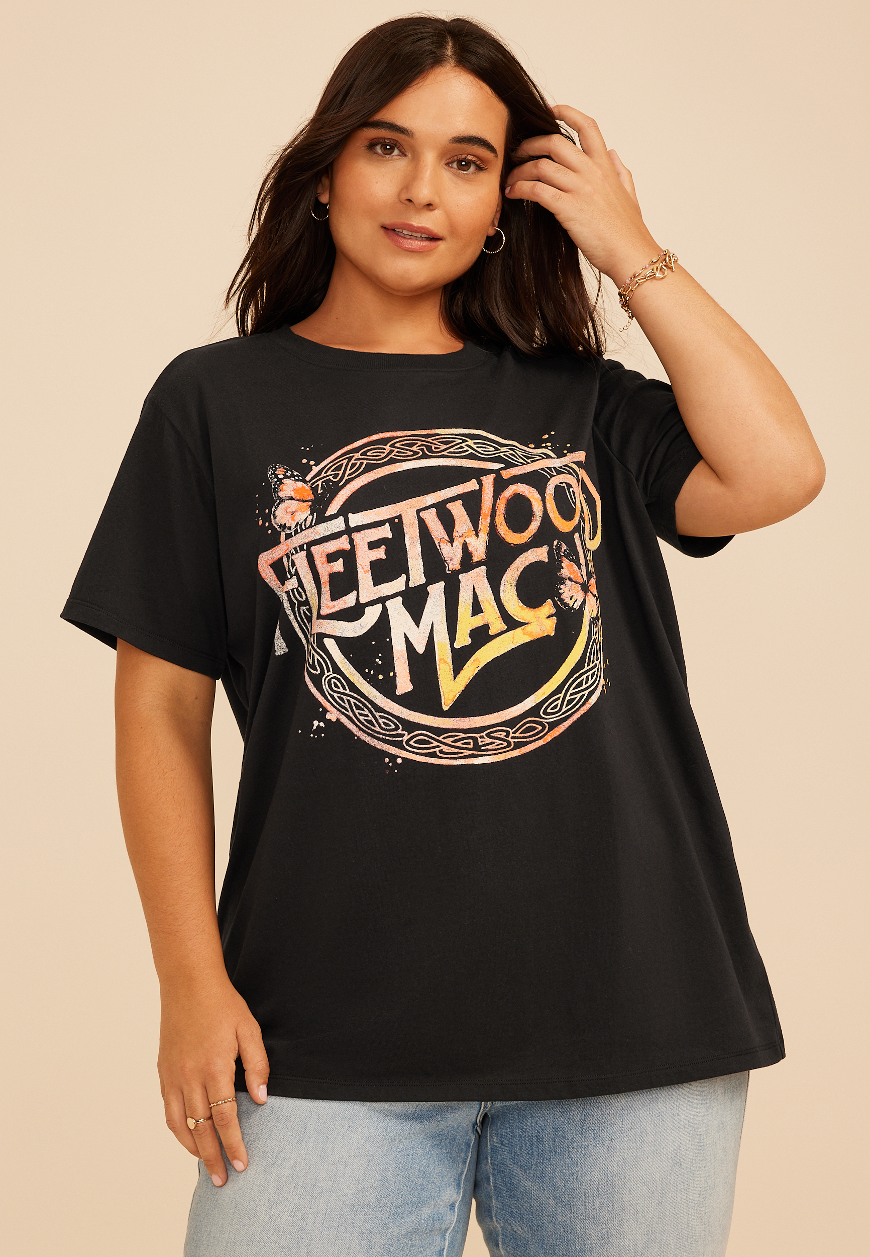 Plus Size Fleetwood Mac Oversized Fit Graphic Tee, C106, large