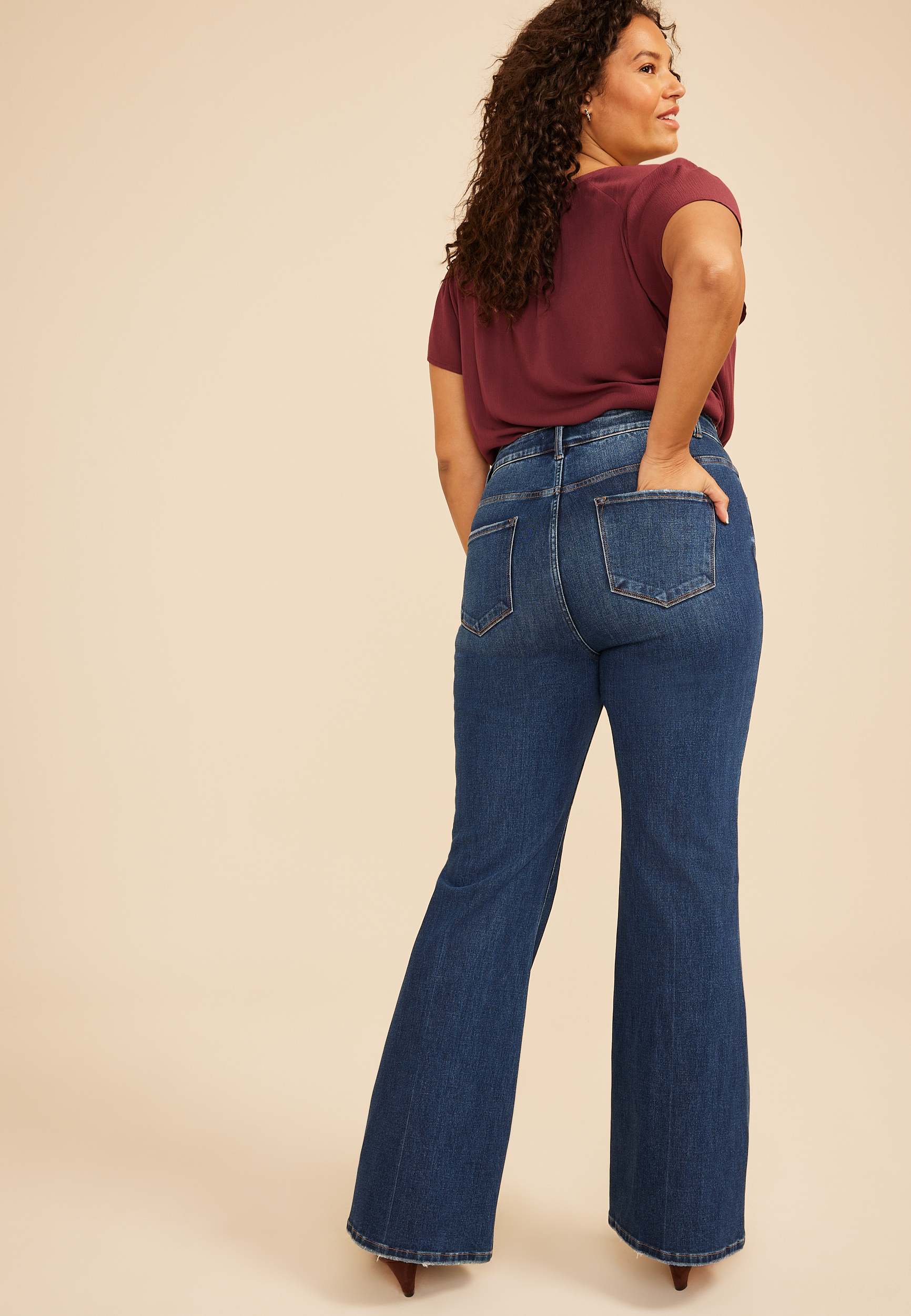 Plus Size Risen&reg; High Rise Tummy Control Panel Front Press Bootcut Jean, C258, large