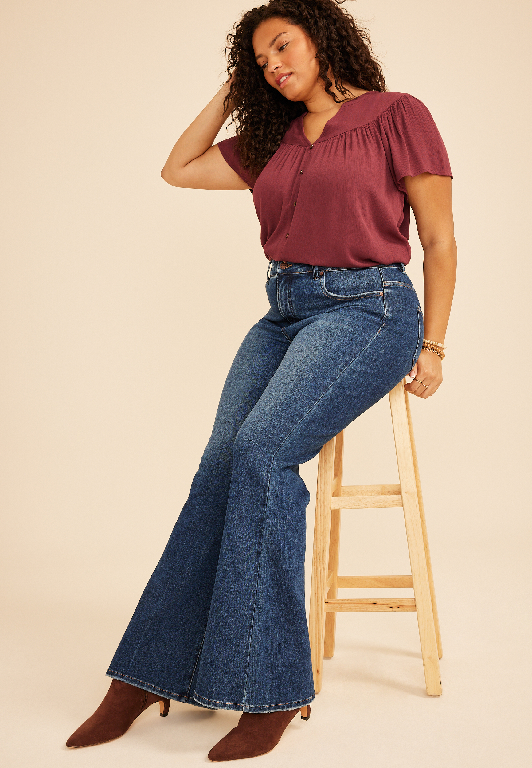 Plus Size Risen&reg; High Rise Tummy Control Panel Front Press Bootcut Jean, C258, large