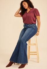 Plus Size Risen&reg; High Rise Tummy Control Panel Front Press Bootcut Jean, C258, small