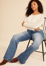 Plus Size Risen&reg; High Rise Tummy Control Panel Ripped Flare Jean, C3337, small