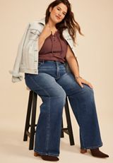 Plus Size Risen&reg; High Rise Tummy Control Panel Wide Leg, C258, small