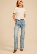 Risen&reg; High Rise Tummy Control Panel Double Button Trouser Bootcut Jean, C2806, small