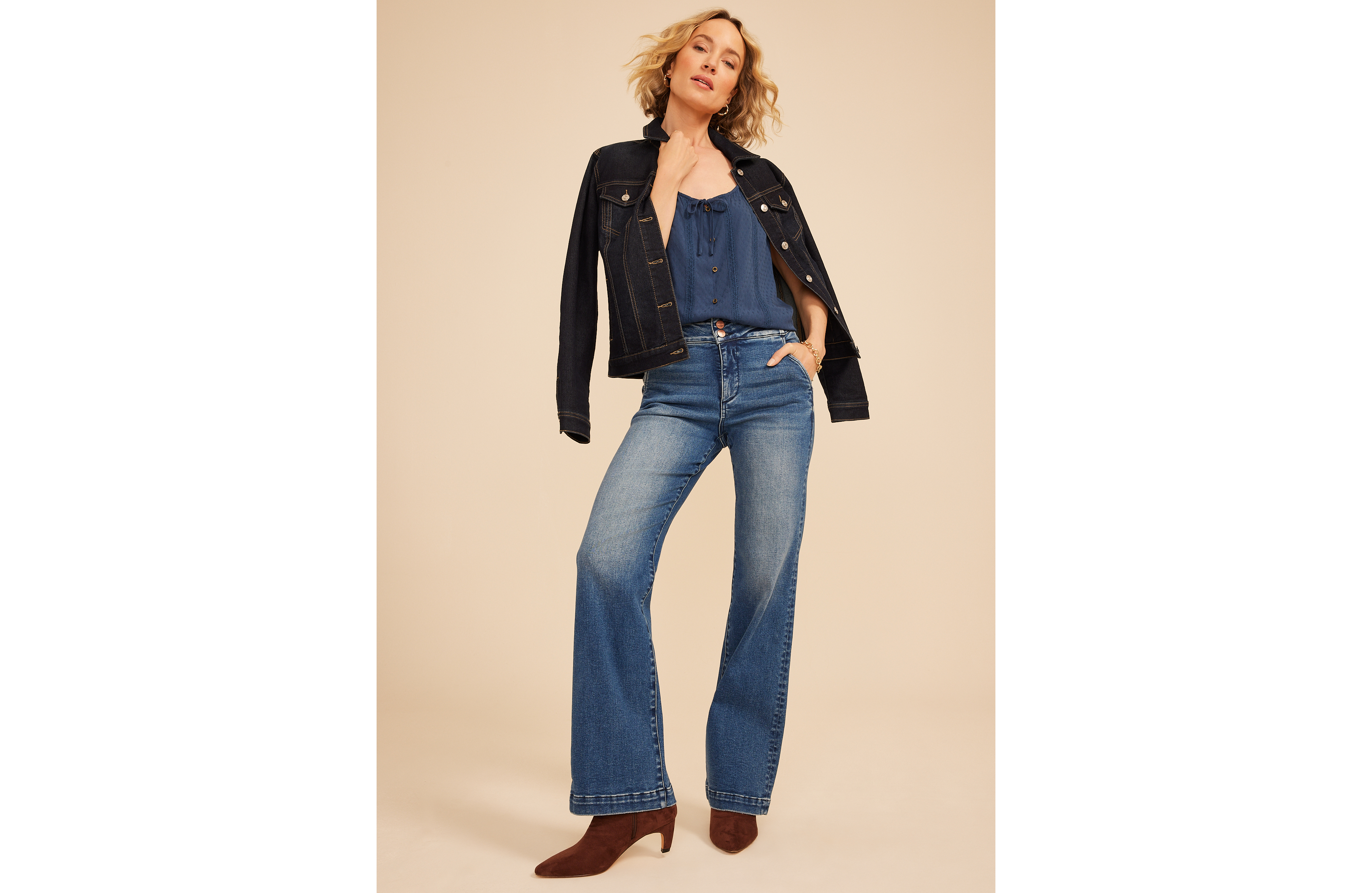 Risen Jeans® High Rise Tummy Control Panel Double Button Trouser Bootcut Jean