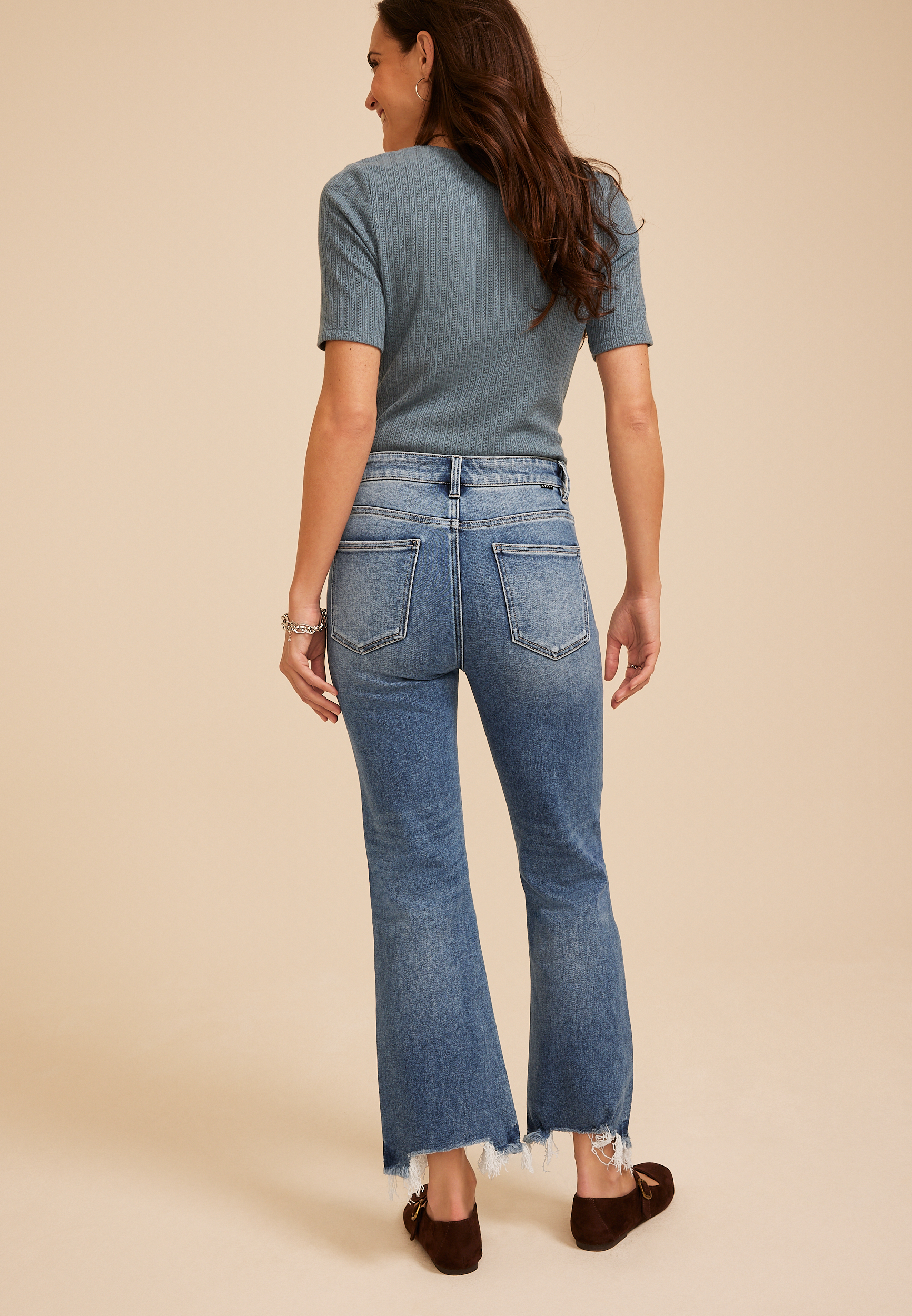 Risen&reg; High Rise Fray Hem Ankle Flare Jean, C3337, large