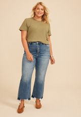 Plus Size Risen&reg; High Rise Fray Hem Ankle Flare Jean, C3337, small