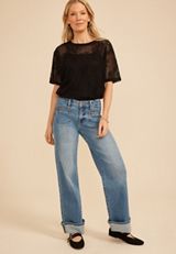 Risen&reg; Mid Rise Tummy Control Panel Comfort Waist Wide Patch Pocket Leg Jean, C3337, small