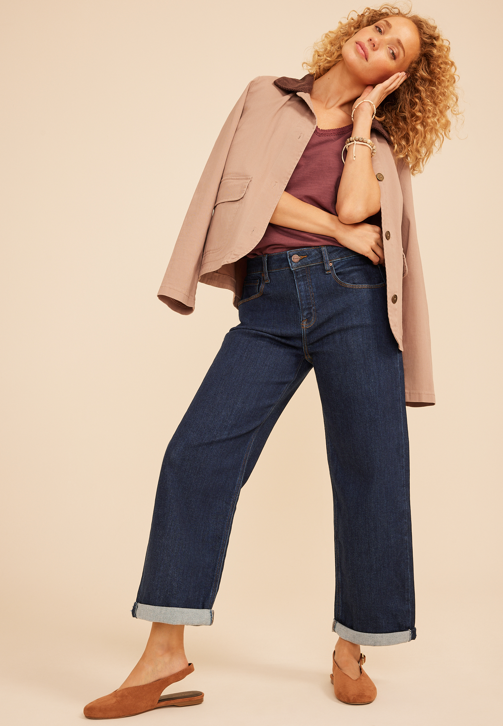 Risen&reg; High Rise Rolled Hem Slouchy Boyfriend Ankle Jean