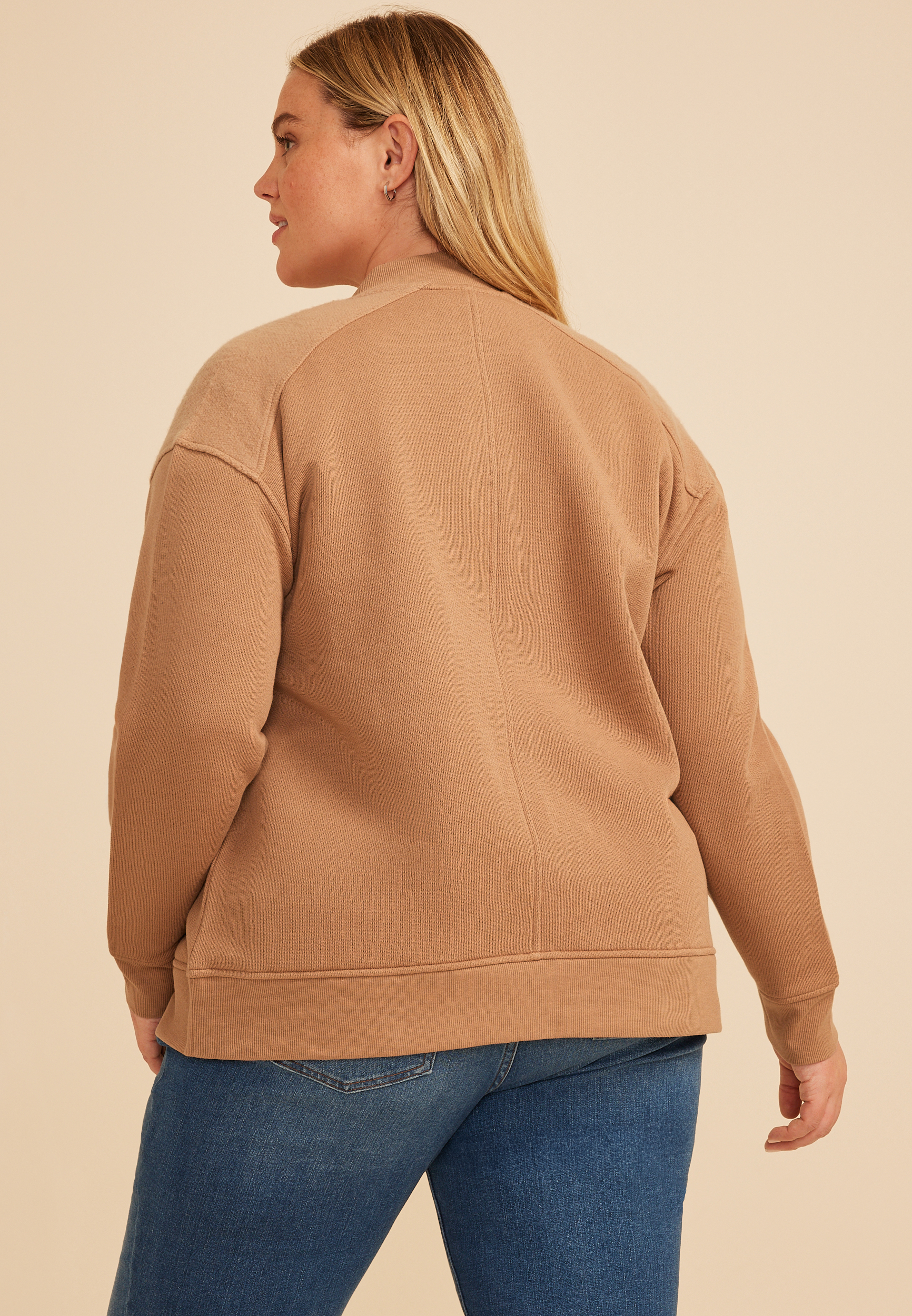 Plus Size Bomber Cardigan, C5825, large