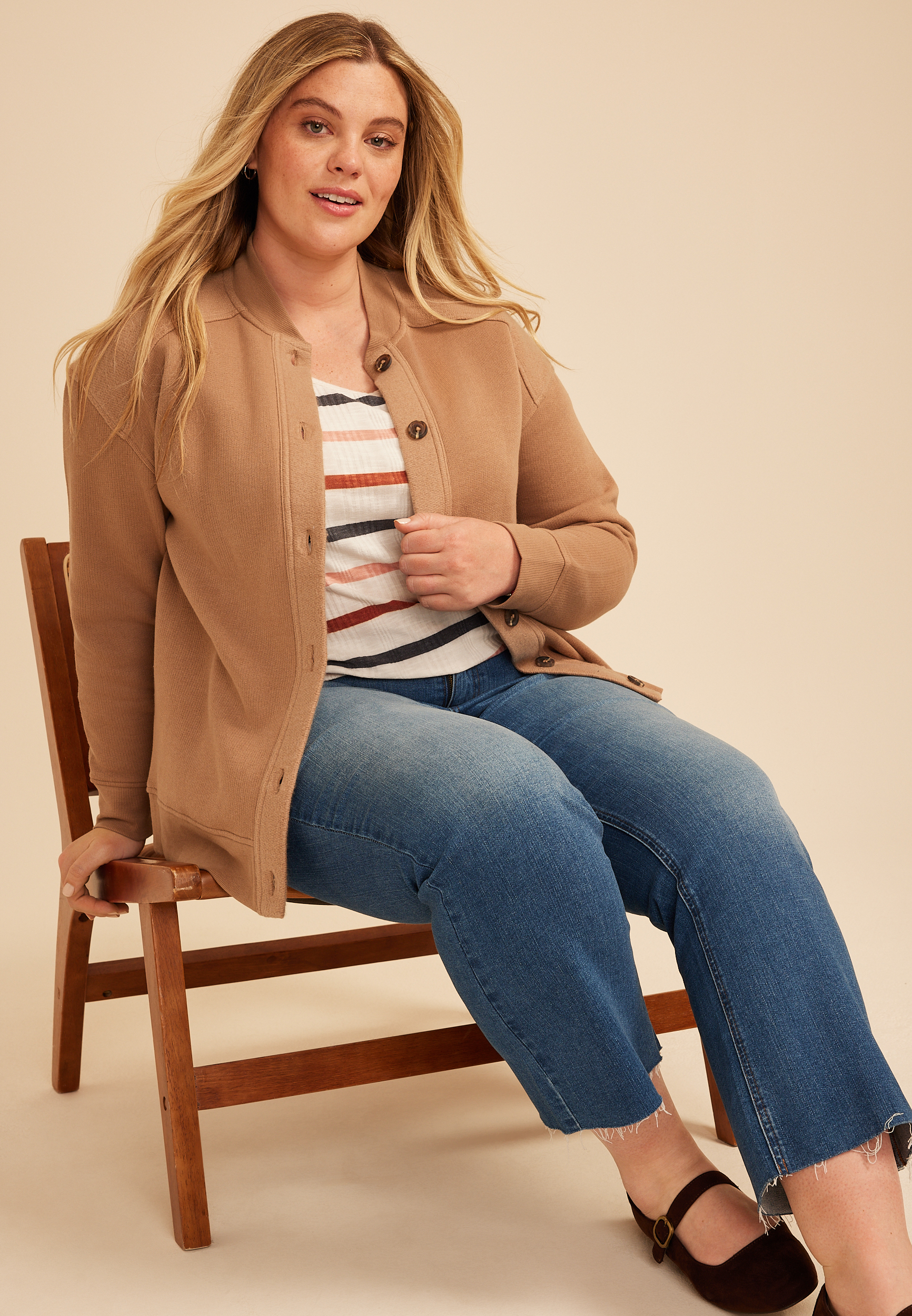 Plus Size Bomber Cardigan, C5825, large