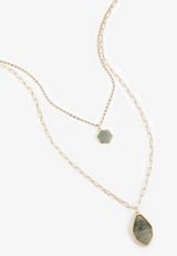 Gold Faux Stone Layered Pendant Necklace, C605, small