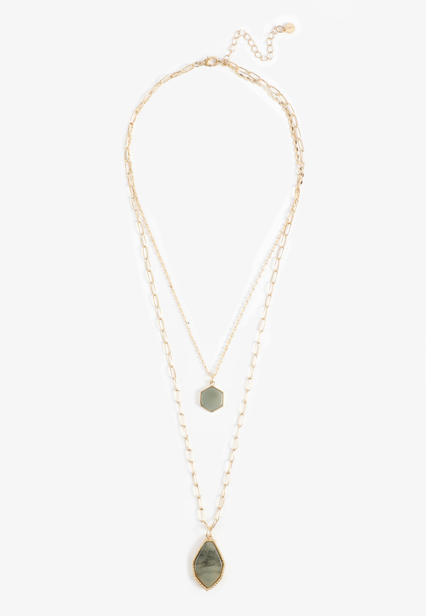 Gold Faux Stone Layered Pendant Necklace, C605, large