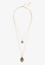 Gold Faux Stone Layered Pendant Necklace, C605, small
