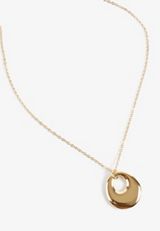 Gold Circle Pendant Necklace, C605, small